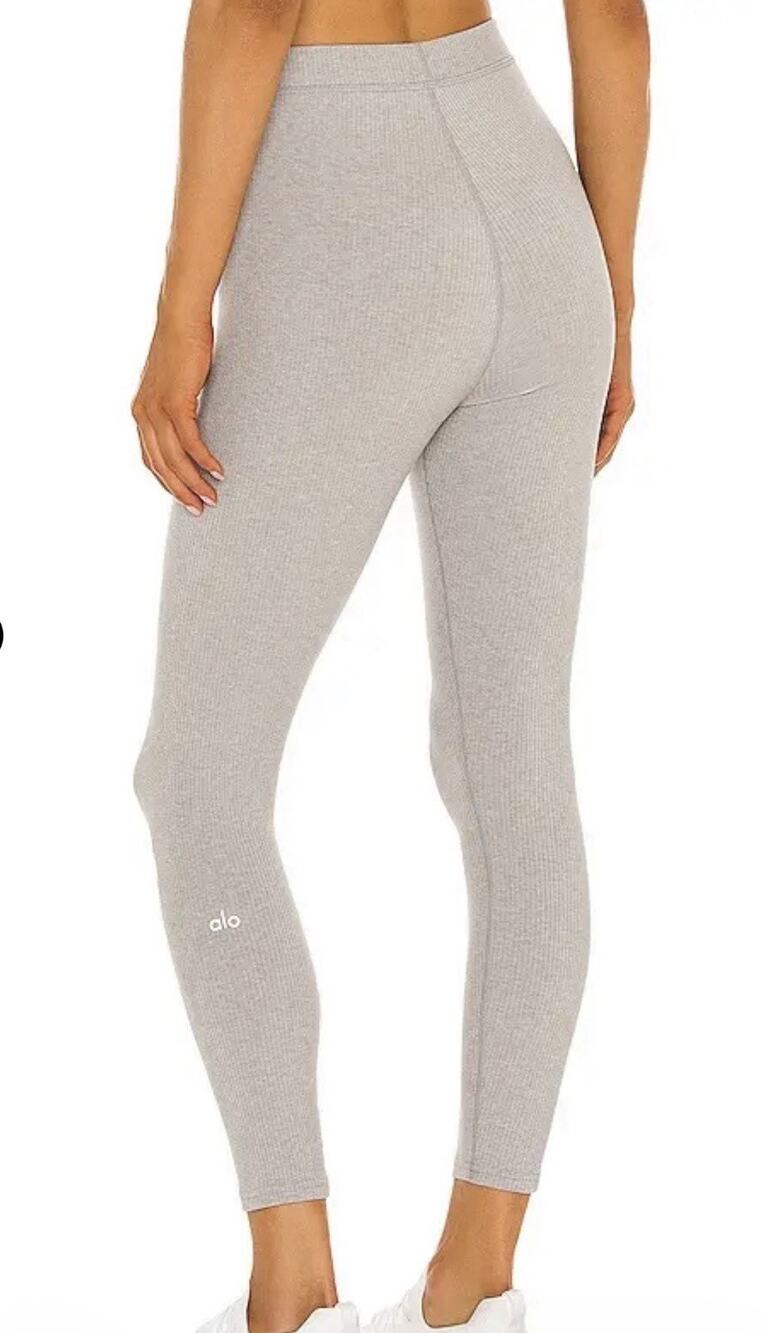 Alo Yoga Ribbed 7/8 High Waist Blissful Legging size S in Heathered Grey